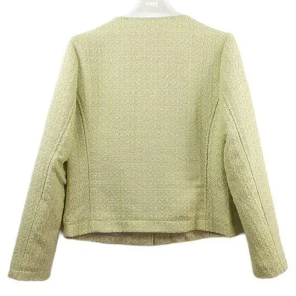 OPUS Size 40 Chartreuse Green Gray Tweed Jale SP Zip Front Moto Jacket Blazer - Picture 11 of 12